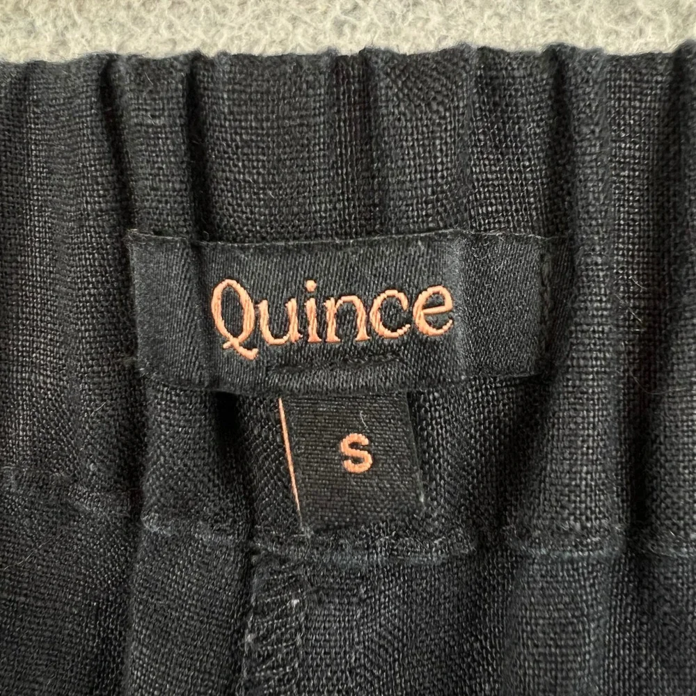 Quince Black 100% European Linen Tapered Pants Elastic Waist Womens Size S